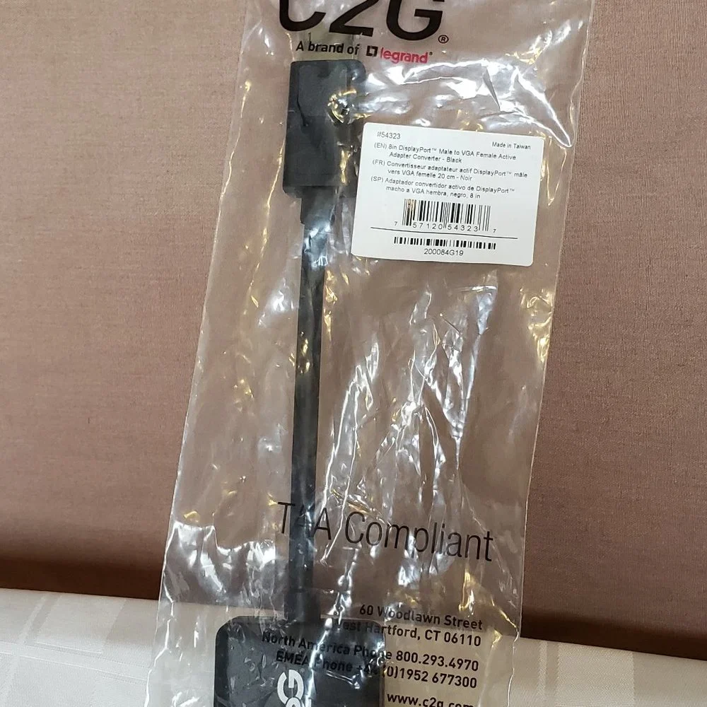 8in display port, male to VGA female active Adapter/Charger, C2G